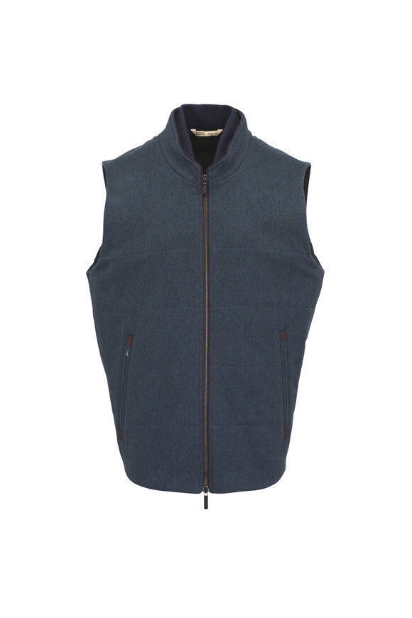 Zegna - Oasi Light Teal Linen Vest | Mitchell Stores