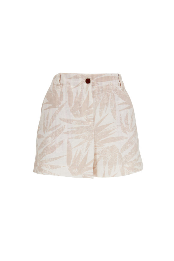 Giorgio Armani - Main Cloud Dancer Palm Print Gauze Shorts 