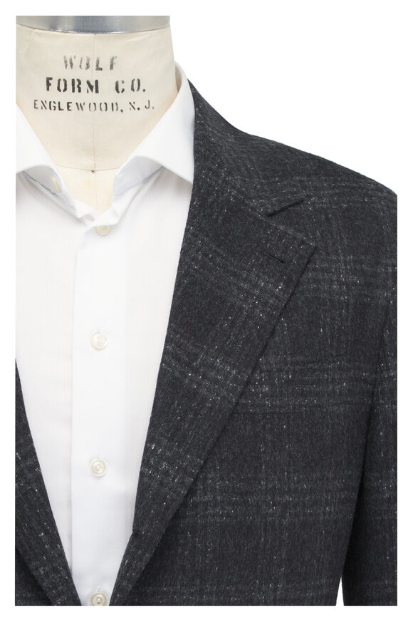 Brunello Cucinelli Charcoal Plaid Leisure Silk & Wool Suit