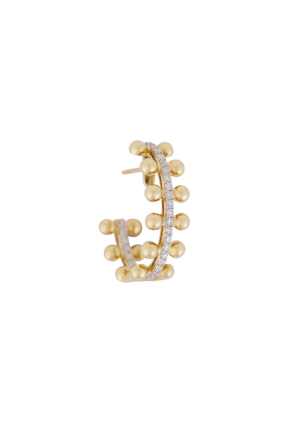Sutra 18k Yellow Gold Diamond Center Dot Earrings - view 2