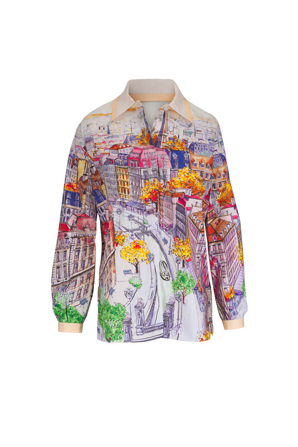 Rani Arabella Multicolor Classic Print Wide Sleeve Cotton Blouse