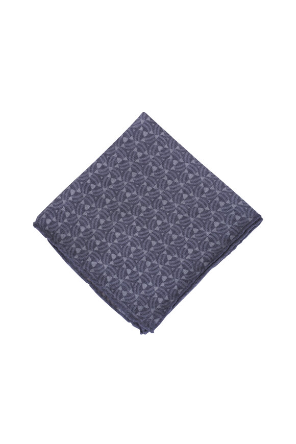 Paolo Albizzati Gray Geometric Pocket Square - view 1