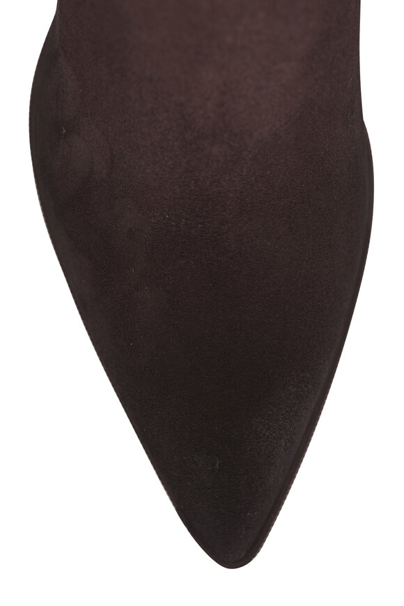 Santoni Elly Dark Brown Suede Short Boot, 65mm - view 5