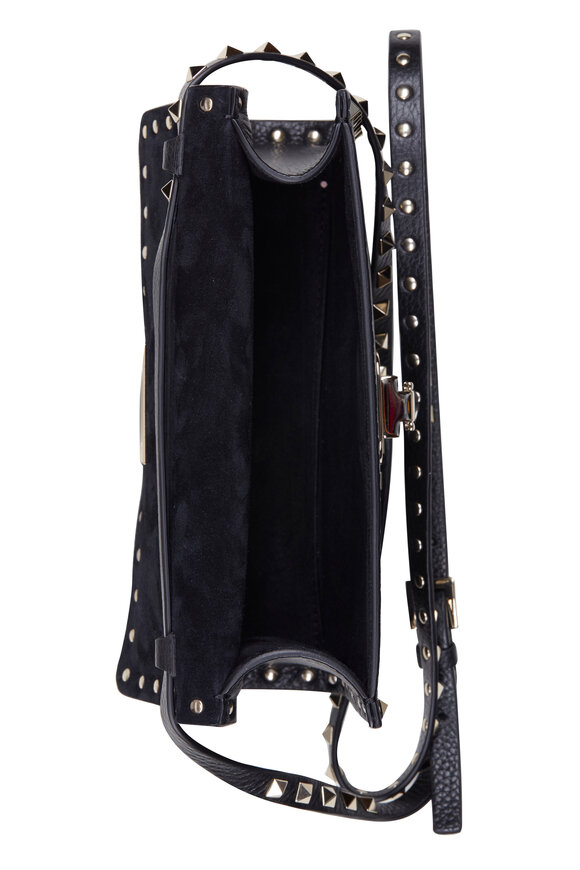 Valentino Garavani - Rockstud Black Pebbled Leather Shoulder Bag