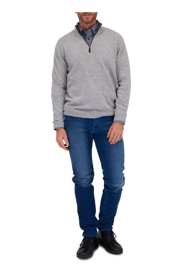 Kinross - Sterling Gray Cashmere Quarter Zip Pullover