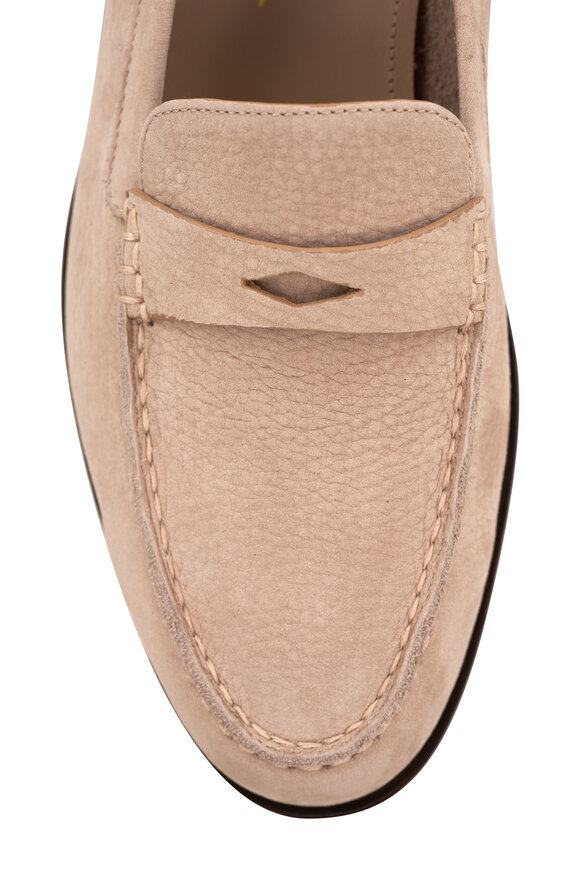 Santoni - Haileigh Beige Nubuck Penny Loafer 