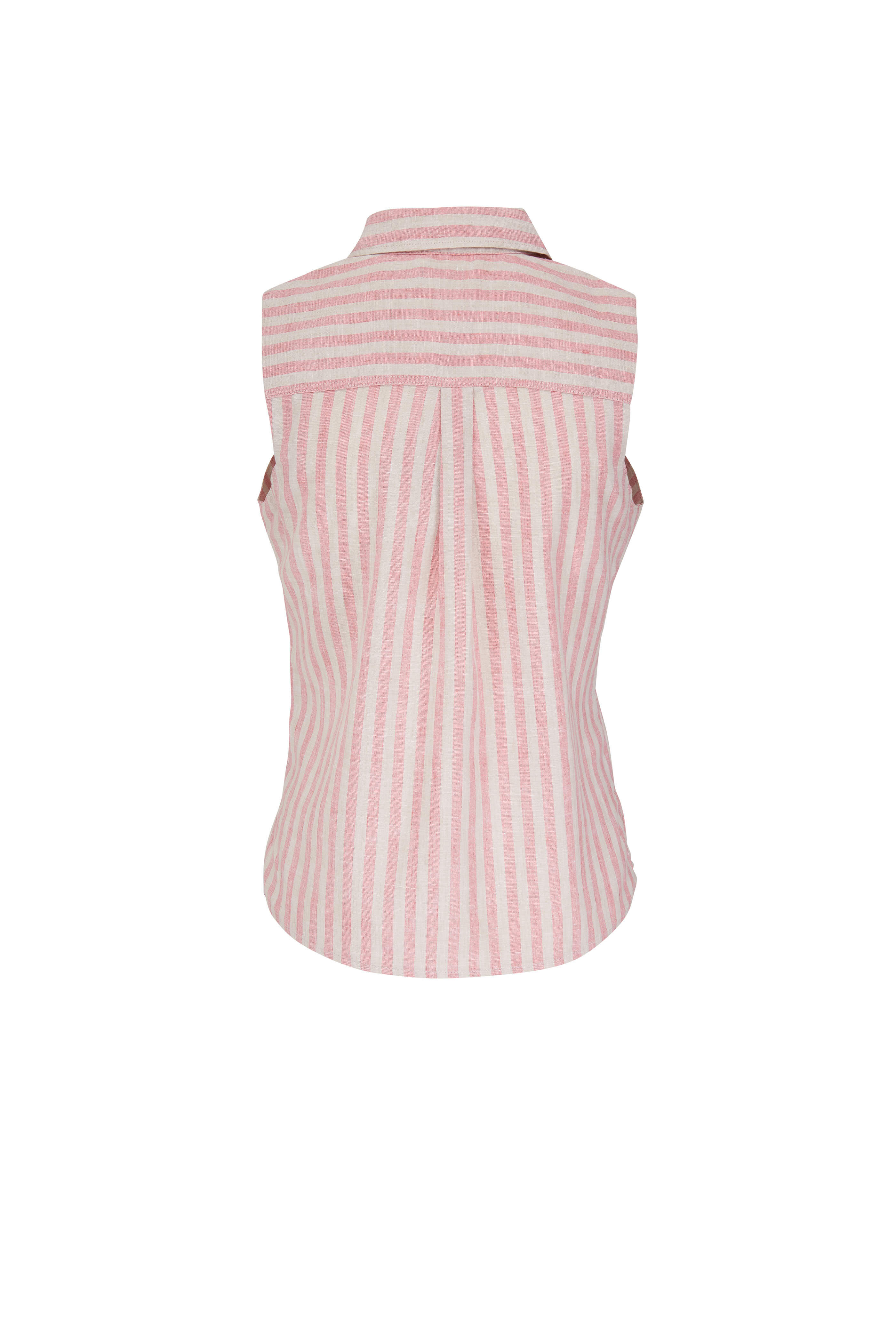 Faherty Brand - Malibu Pink Stripe Linen Sleeveless Shirt
