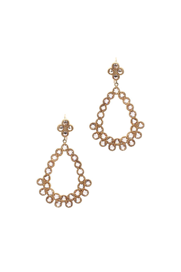 Sylva & Cie - 18K Yellow Gold Champagne Diamond Earrings