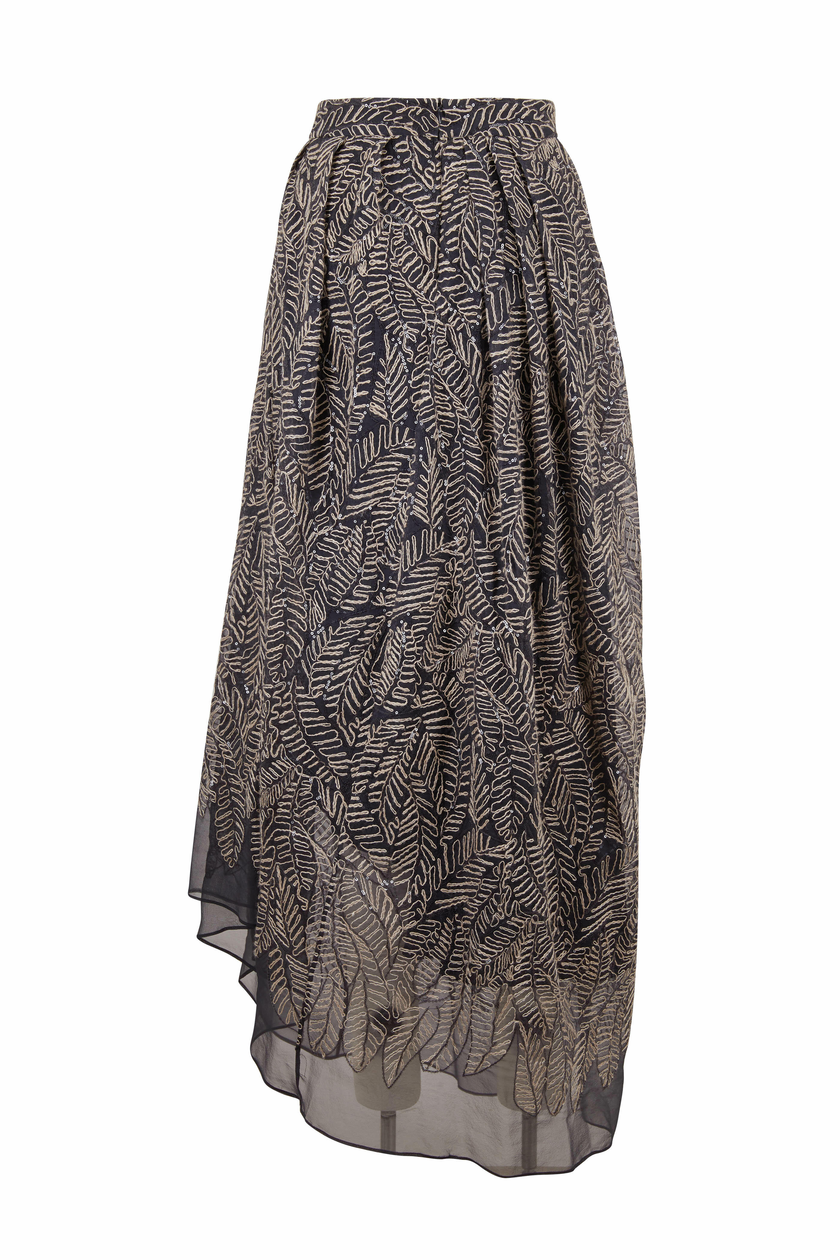 Brunello Cucinelli - Volcano Organza Leaf Motif Embroidered Maxi Skirt