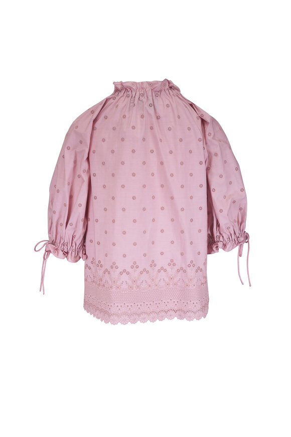 Valentino Sangallo Pink Fleurs Ajours Margheritine Lace Top - view 4