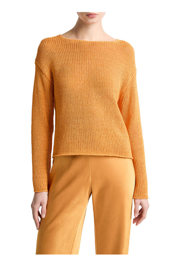 Vince Tangerine Coated Open Knit Sweater - view 2