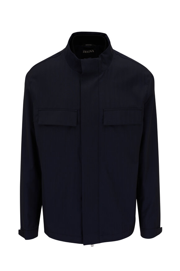 Zegna - Navy Cashmere, Cotton & Silk Field Jacket