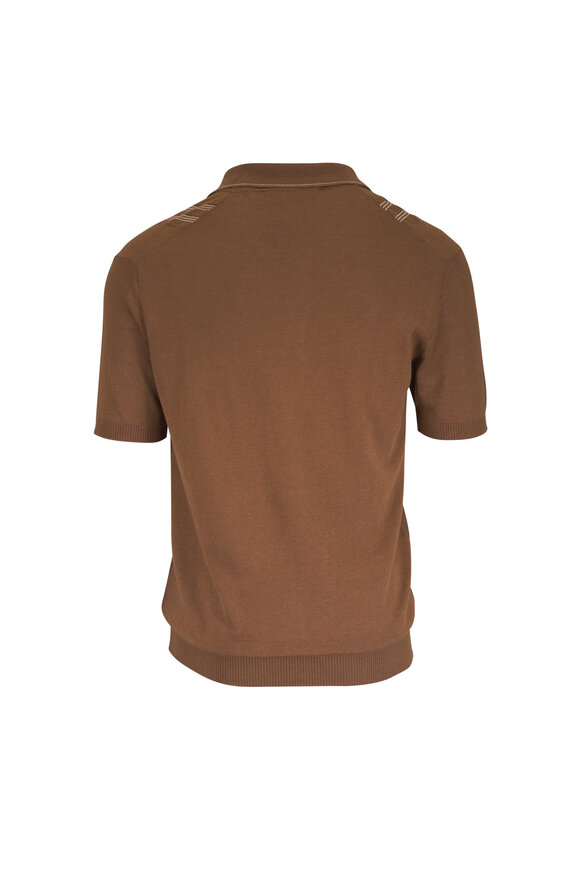 Orlebar Brown Horton Chestnut & Chai Silk-Cotton Knit Polo - view 2
