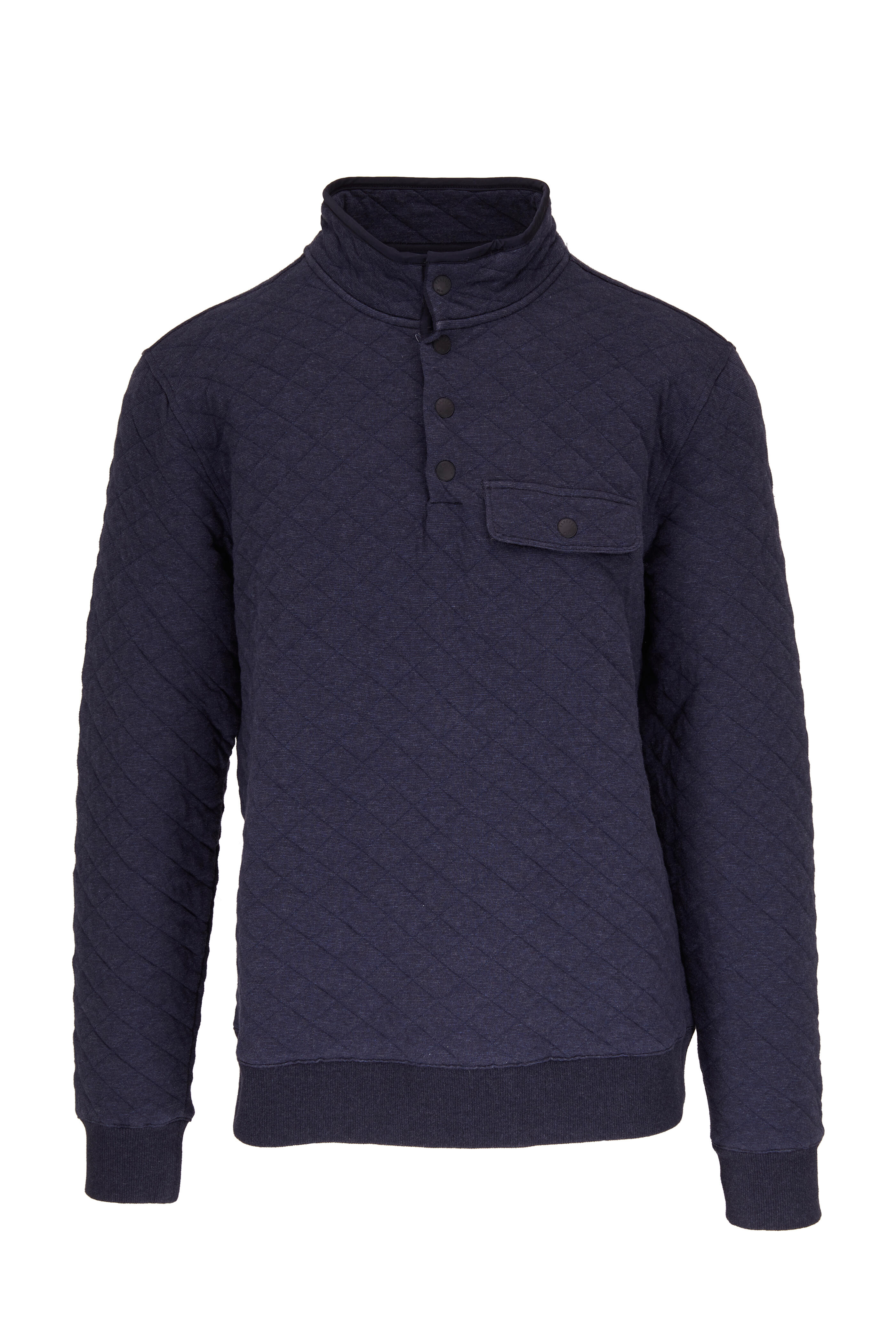 Faherty Brand Epic Navy Mélange Quilted Fleece Pullover
