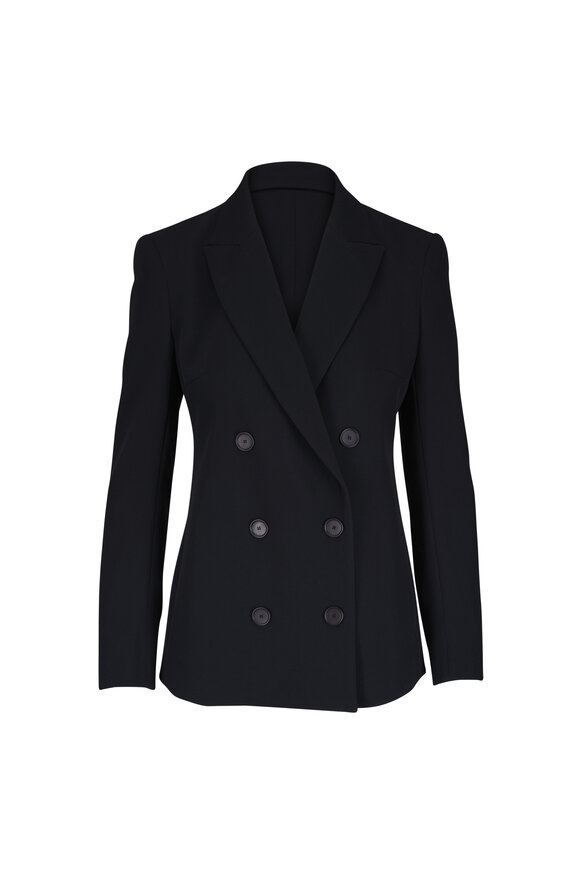 Akris Punto Black Tricotine Wool Double-Breasted Jacket - view 1