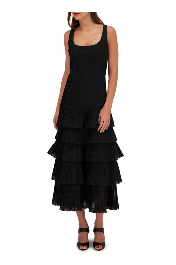 Akris - Black Tiered Ruffle Dress 