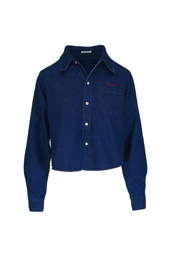 Mother The Honor Roll Denim Cropped Button Up - view 1