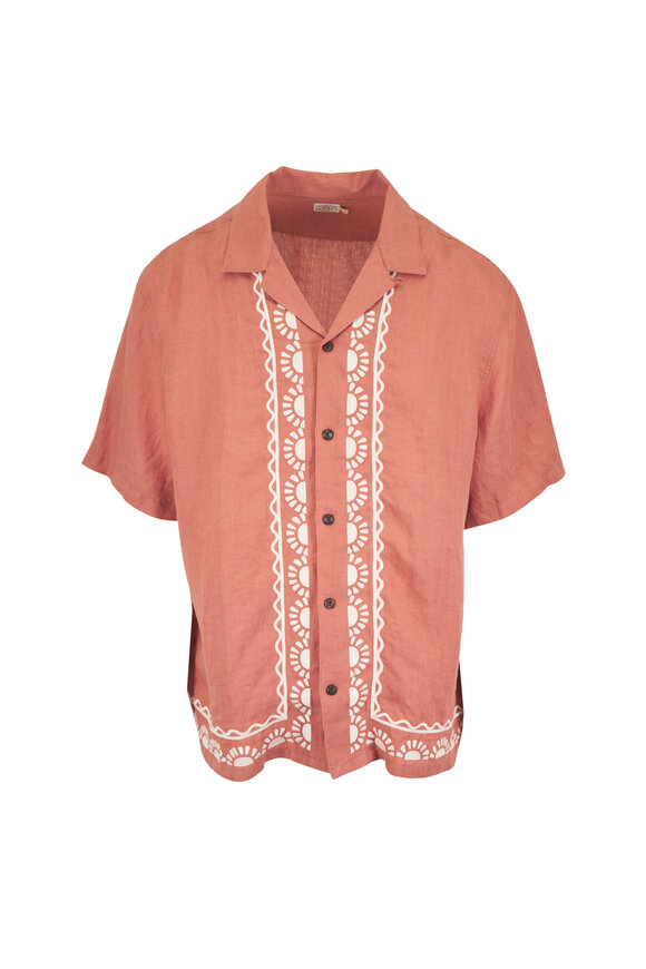 Faherty Brand Brick Embroidered Linen Shirt - view 1