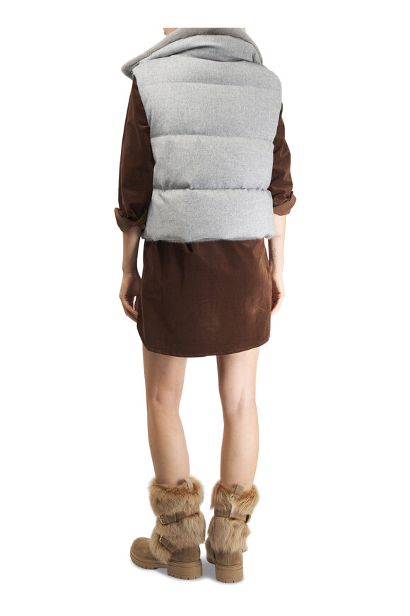 Herno - Pearl Gray Silk & Cashmere Quilted Vest