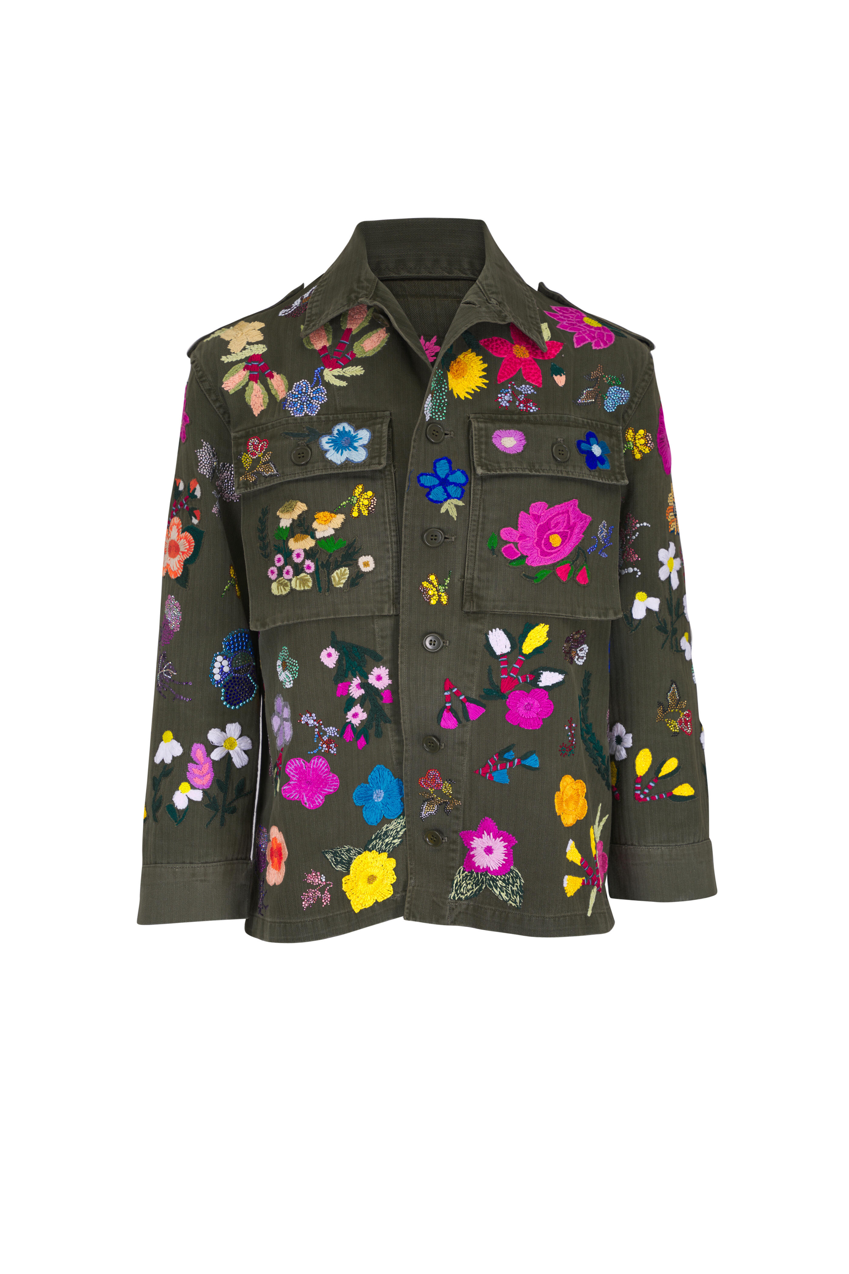 Libertine - Multicolor Embroidered Floral Military Jacket