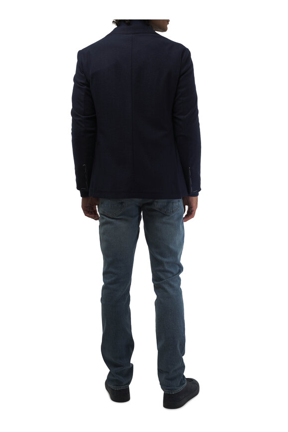 Fedeli - Navy Blue Soft Flannel Cashmere Jacket 