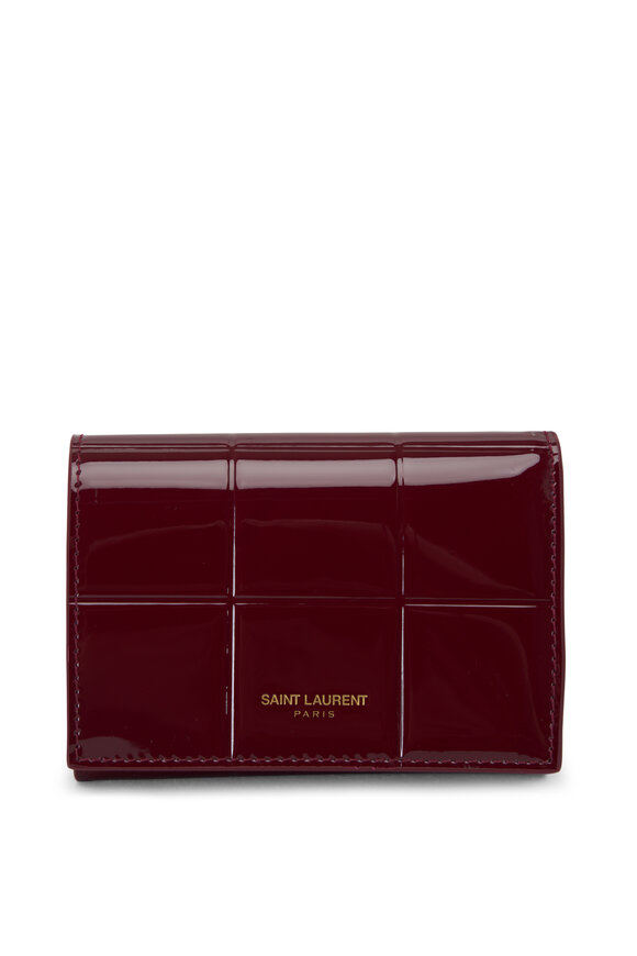 Saint Laurent Red Patent Leather Trifold Slim Wallet