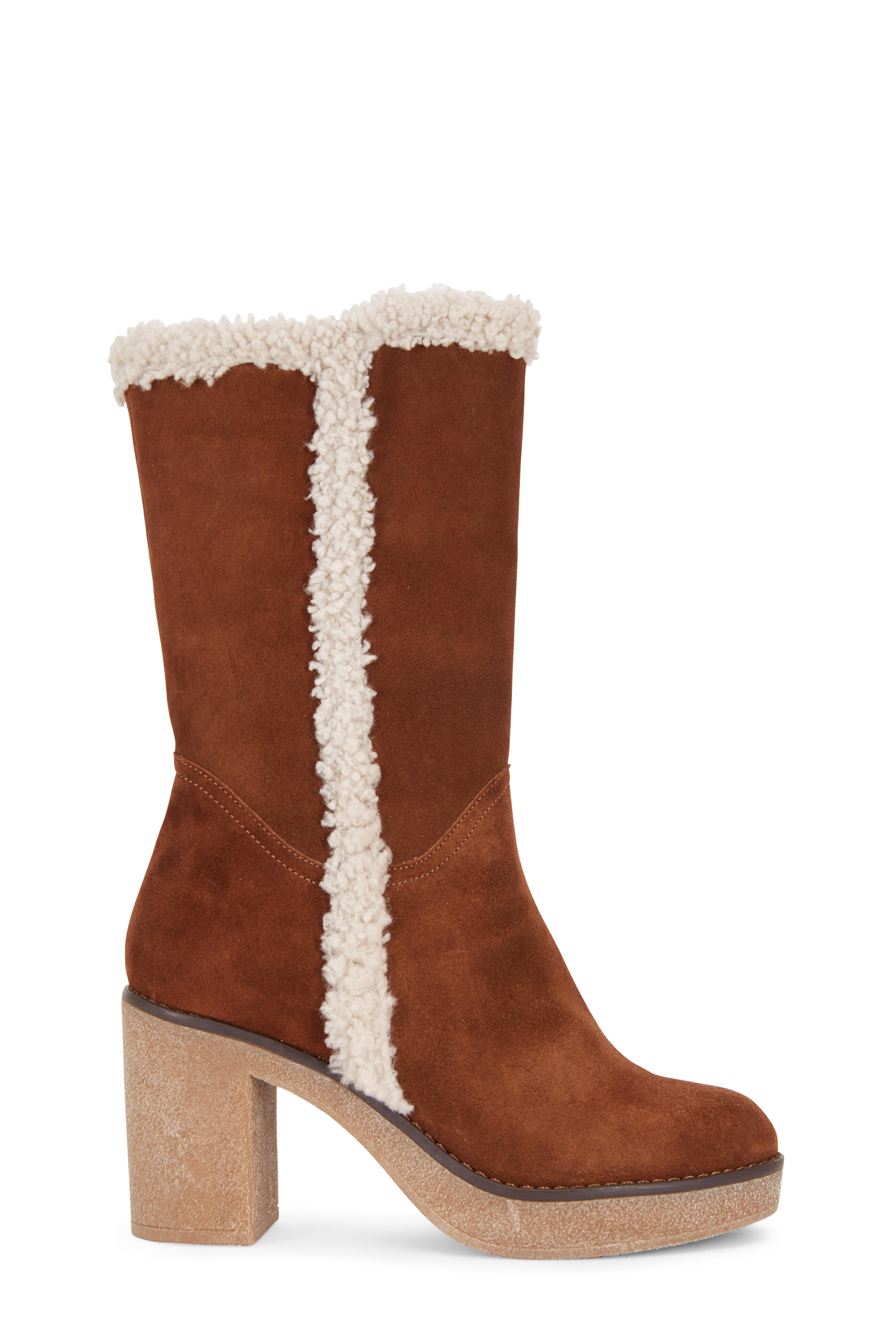 Italeau - Valeria Natural Waterproof Suede Mid Boot, 75mm