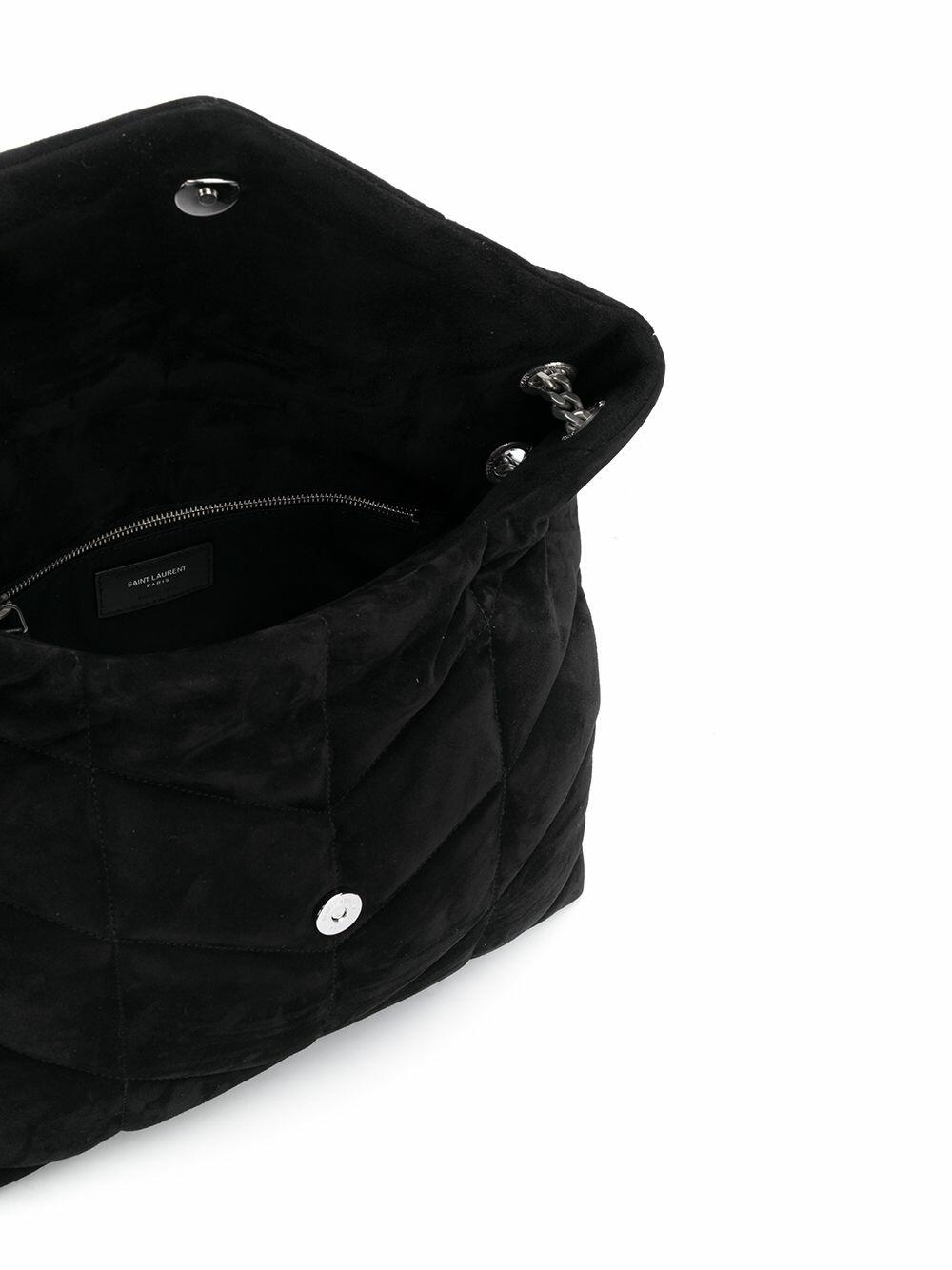 Saint Laurent - Loulou Black Quilted Suede Puffer Bag