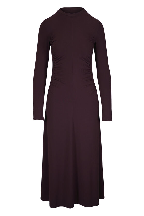 Vince Dark Fig Ruched Seam Midi Dress