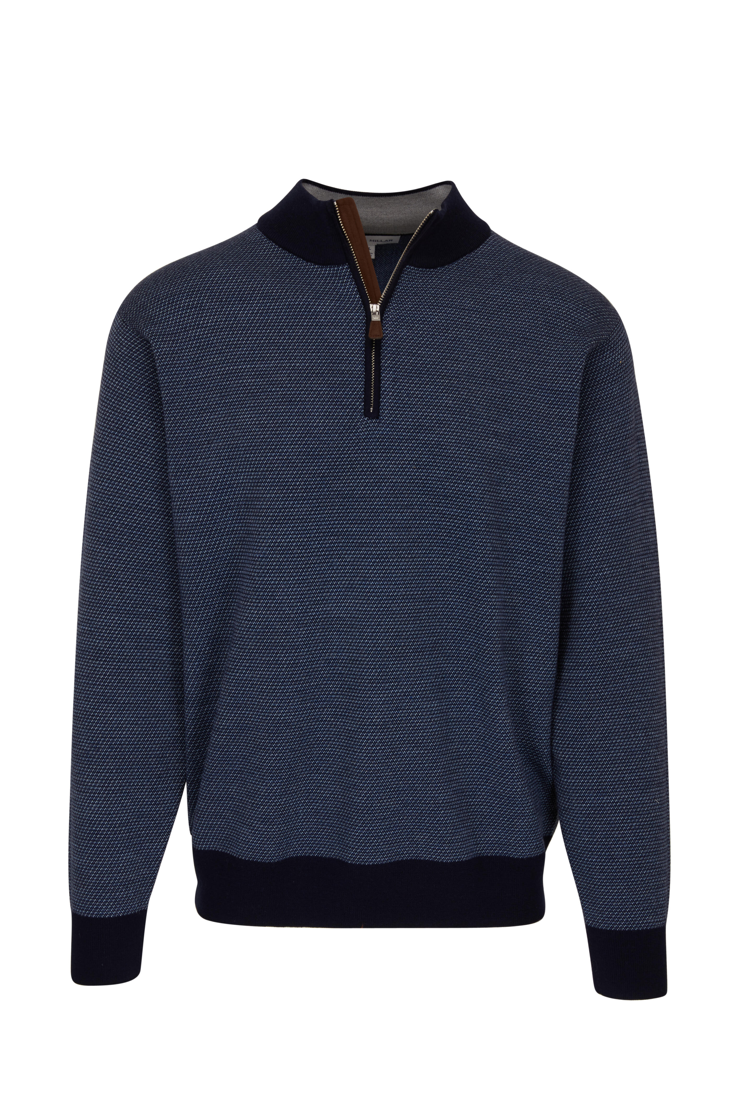 Peter Millar - Navy Blue Birdseye Wool Quarter-Zip Pullover