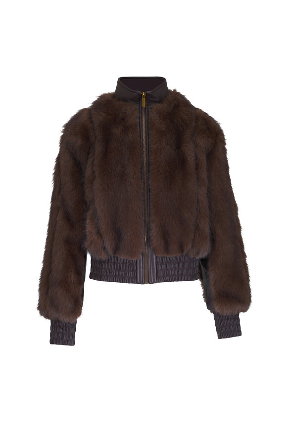 Zimmermann Valiant Brown Faux Fur Bomber Jacket - view 1