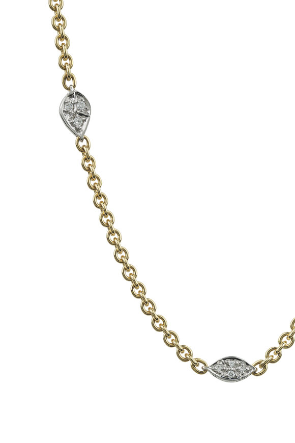 Aaron Henry - Yellow Gold Cable Chain Diamond Station Necklace