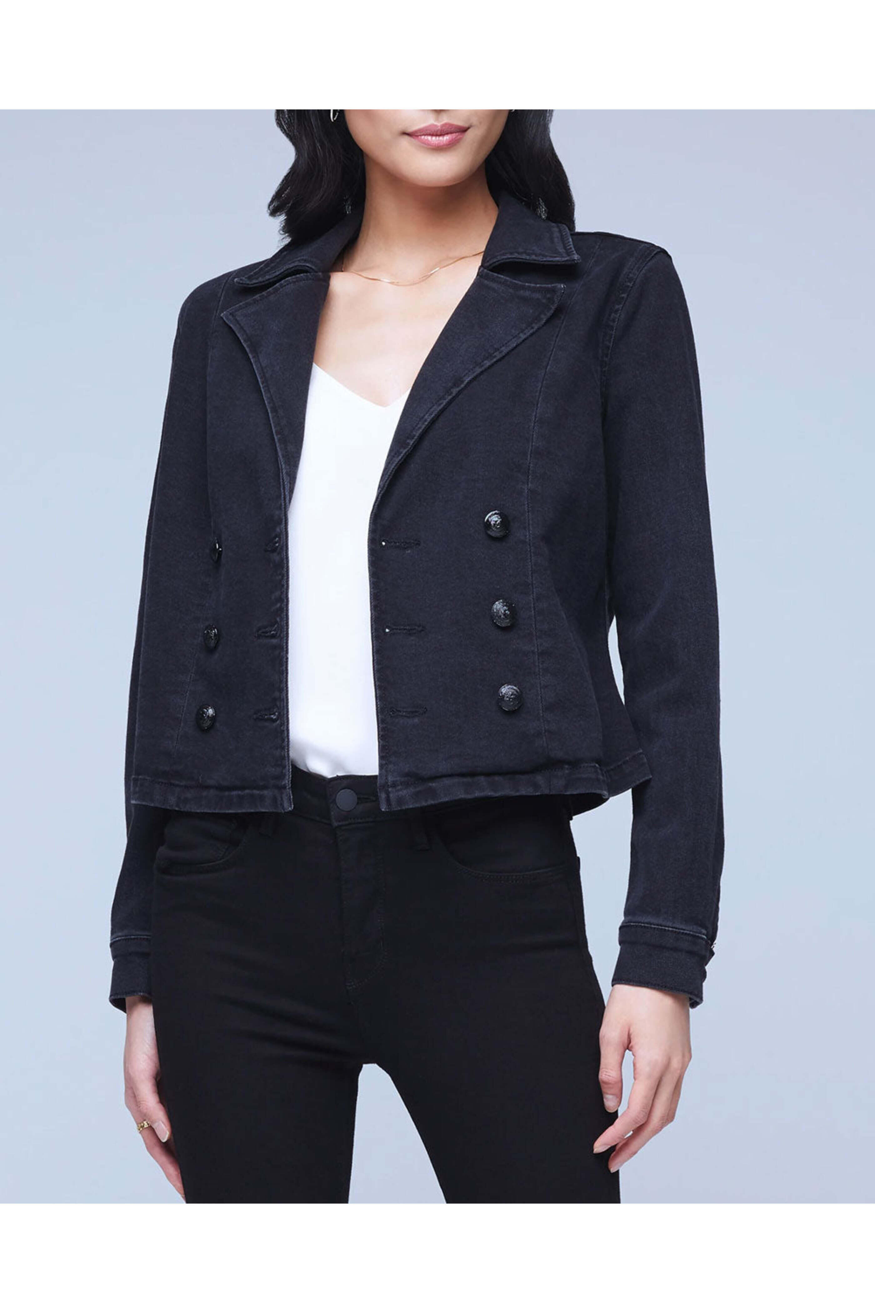 L'Agence - Washed Black Admiral Double Breasted Jacket