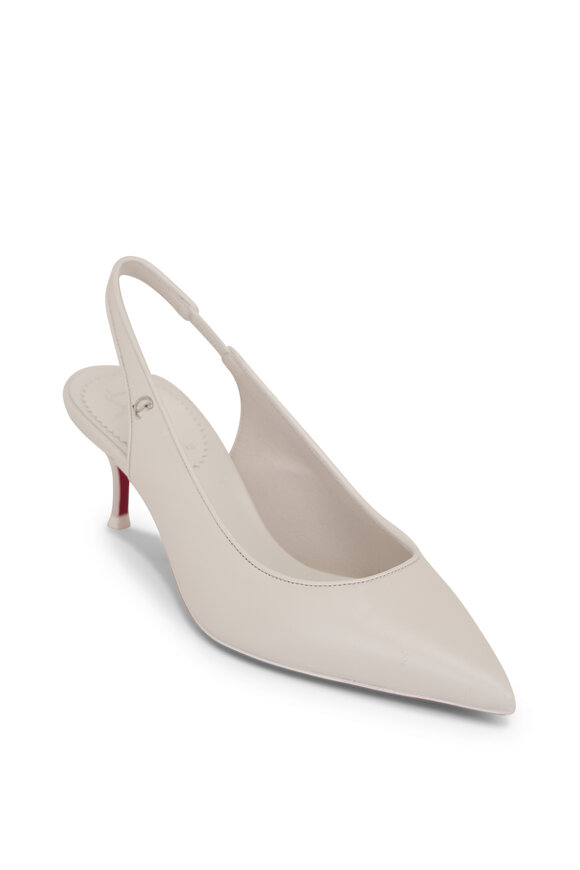 Christian Louboutin Sporty Kate White Leather Slingback, 55mm