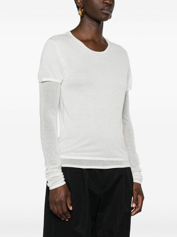 Totême - White Layered Knit T-Shirt 