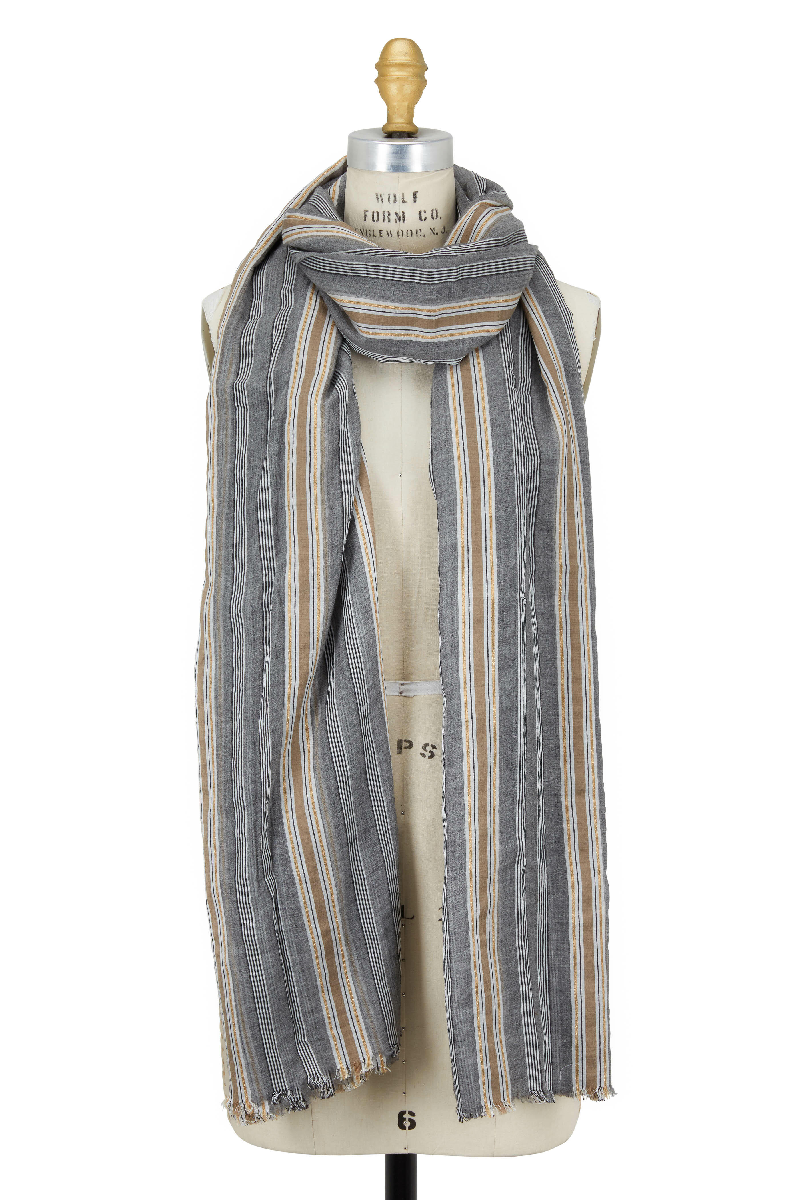 【関税＆送料込み】Brunello Cucinelli Scarfs Brunello Cucinelli Scarf Beige Linen Cashmere Silk Men Shawl
