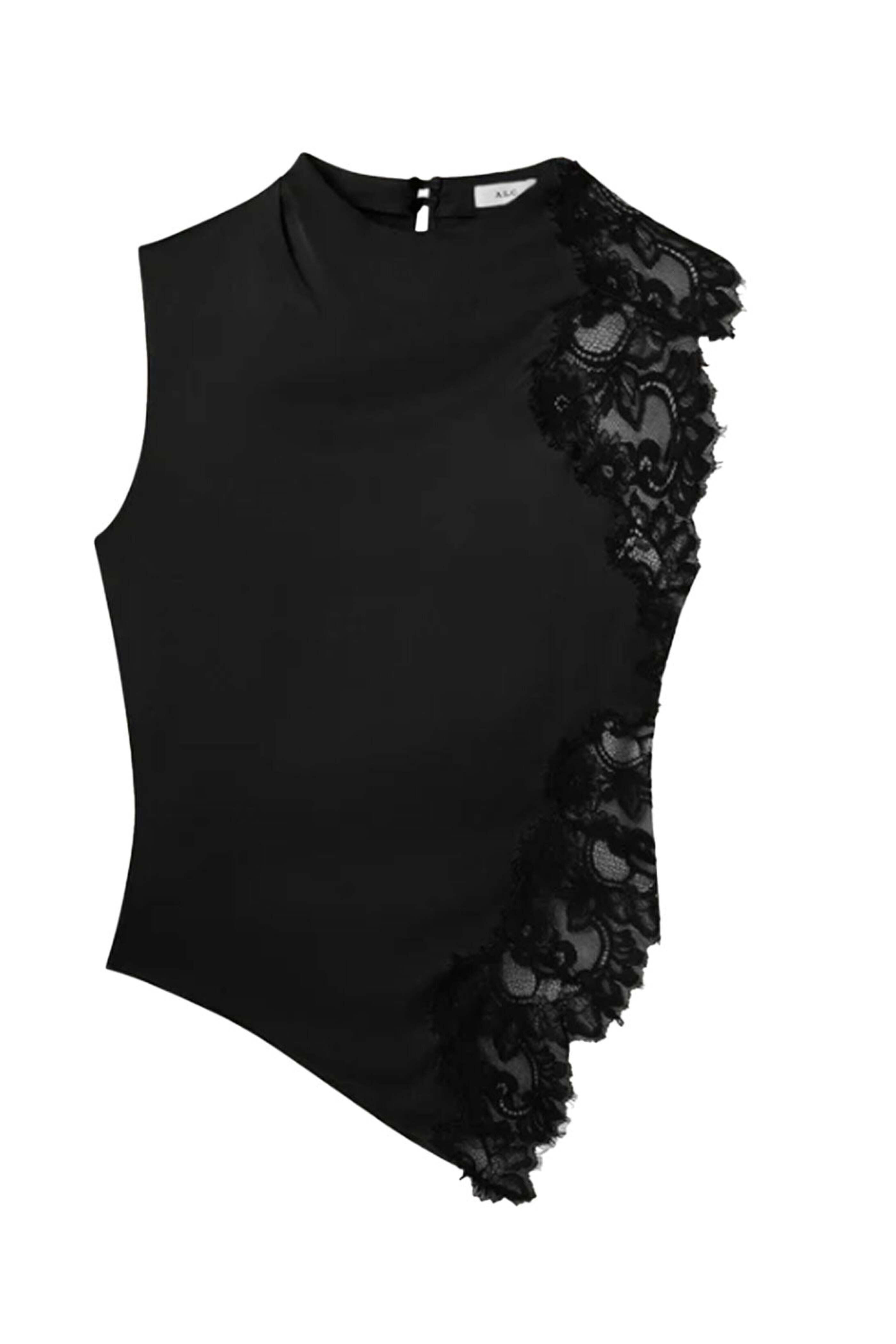 A.L.C. - Black Gracie Satin and Lace Sleeveless Top