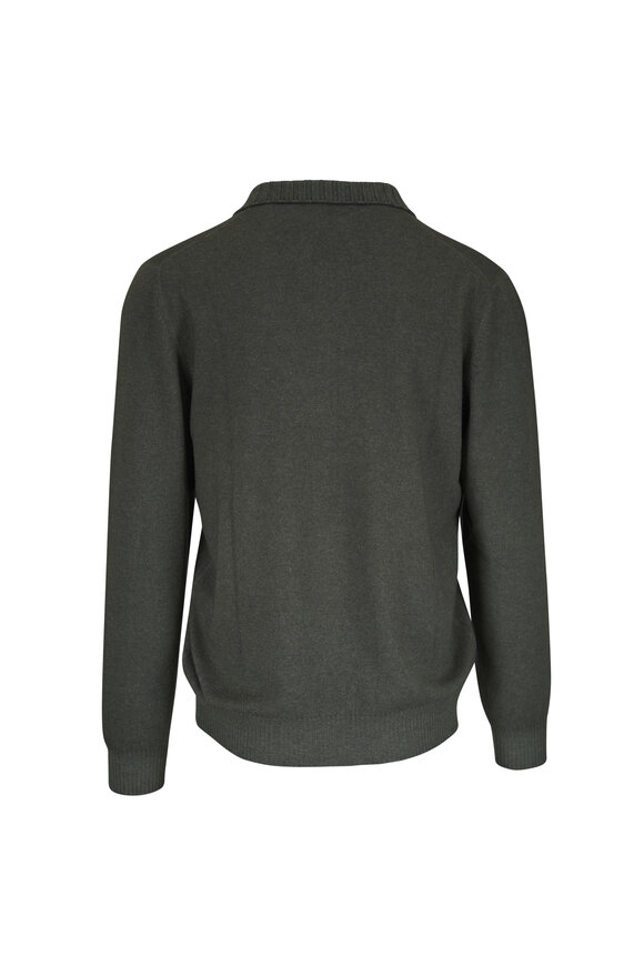 Gran Sasso Vintage Olive Quarter Zip Sweater - view 2