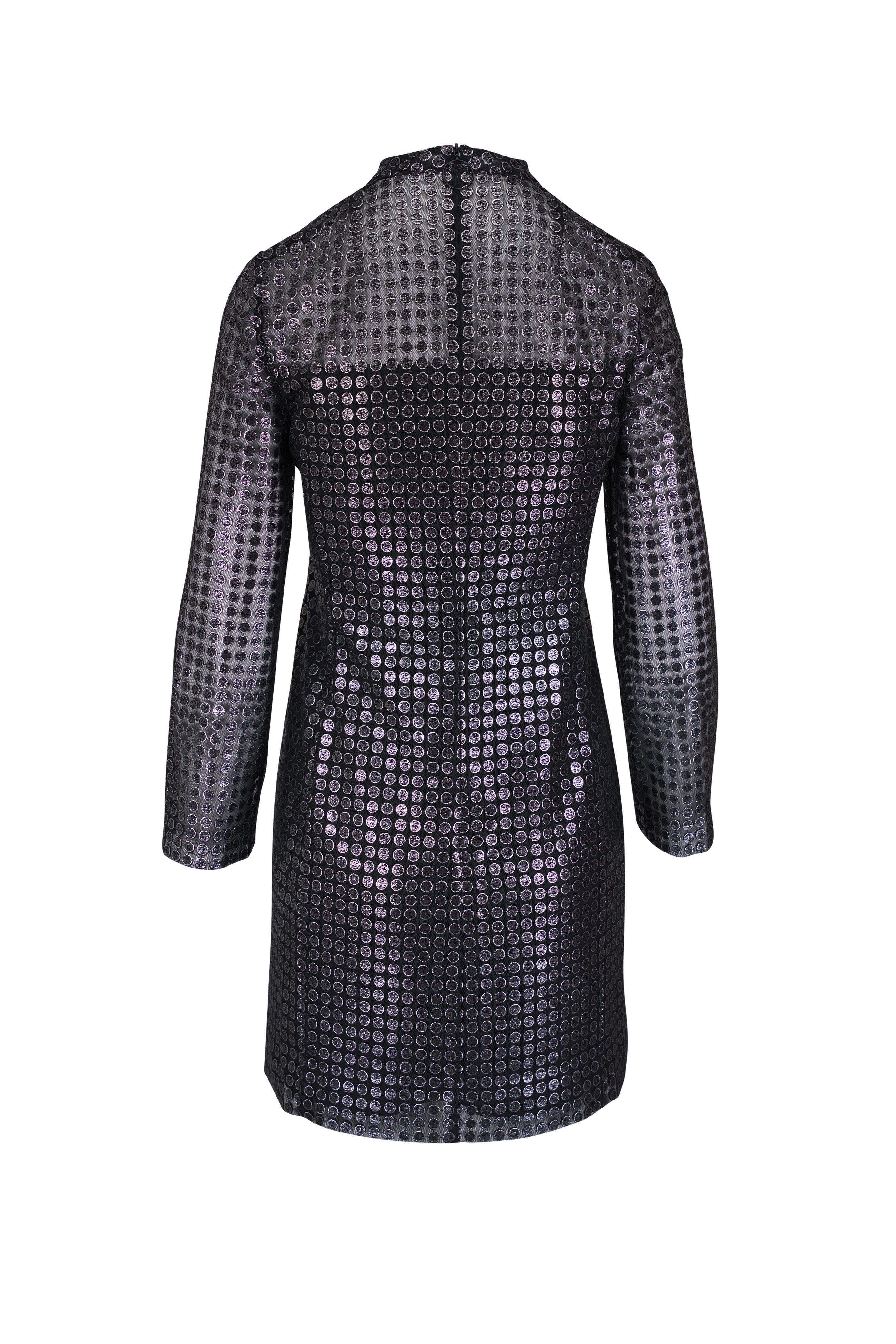 Akris Punto - Brushed Steel Metallic Dot Embroidered Blouse