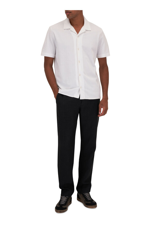 Vince - Cabana Optic White Cotton Piqué Short-Sleeve Shirt