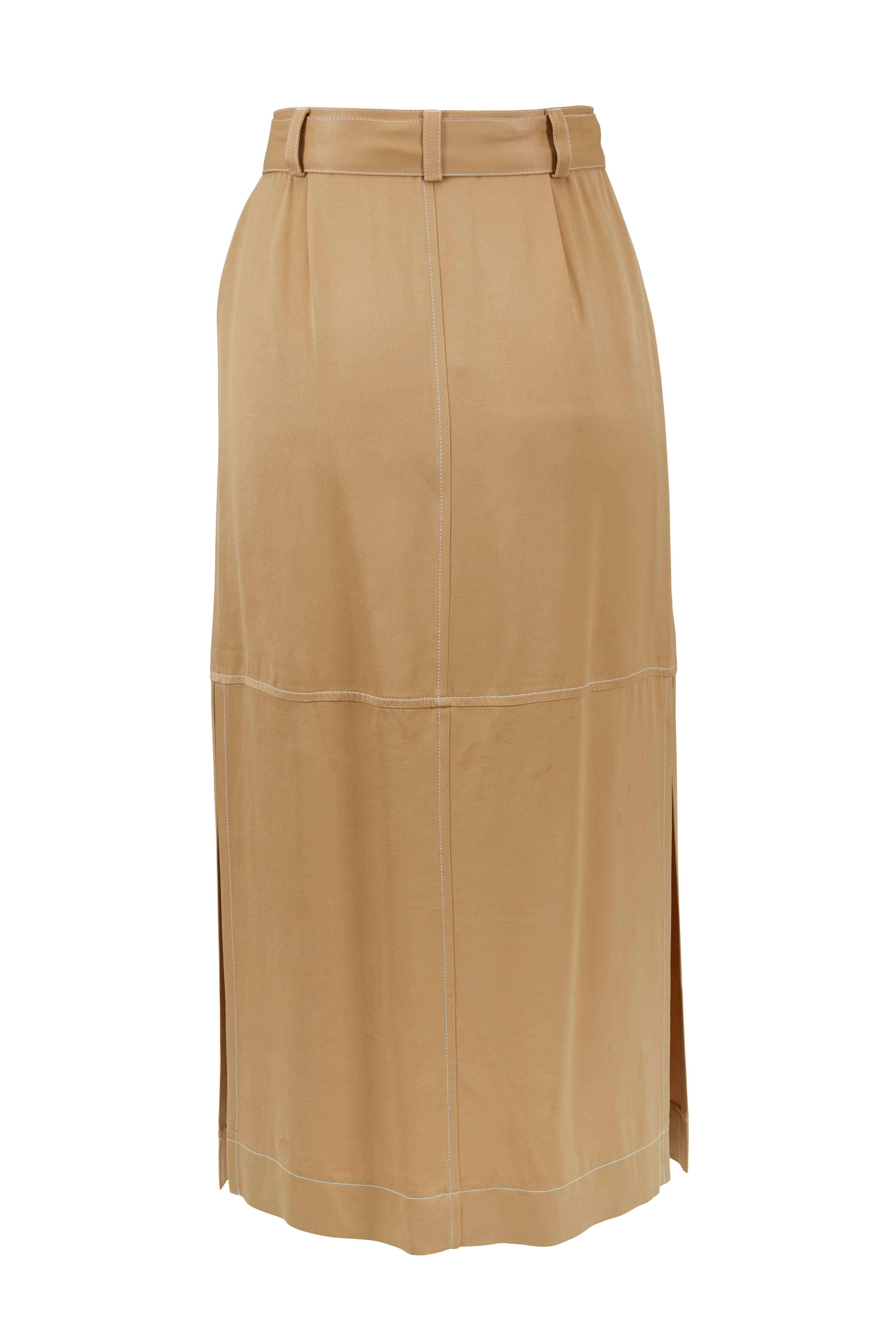 See by Chloé - Jungle Brown Tencel Patch-Pocket Belted Skirt