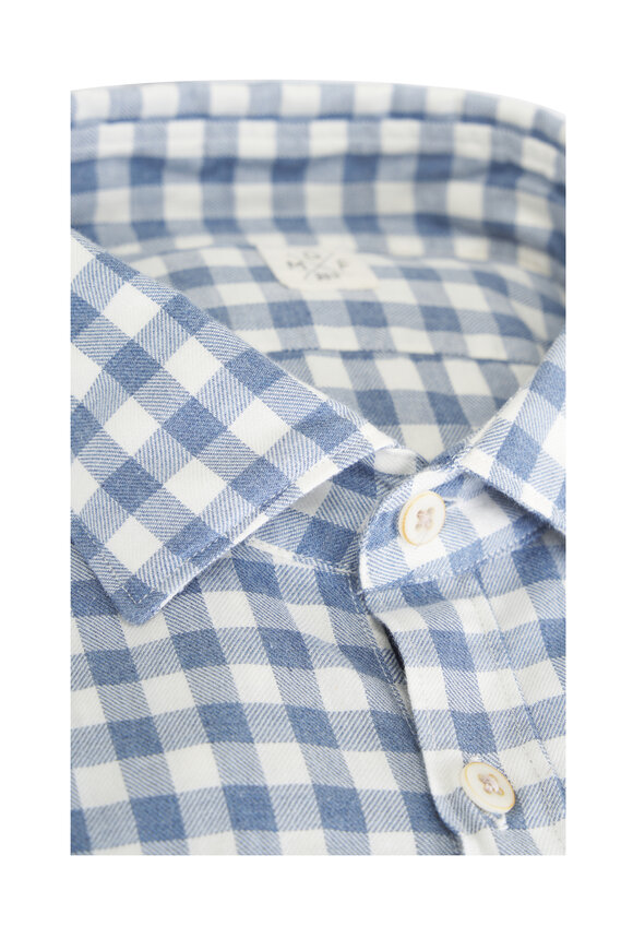 GMF Blue & Cream Check Cotton Sport Shirt - view 2