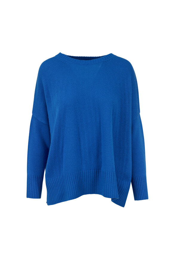 Jumper 1234 - Blue Cashmere Split Hem Sweater