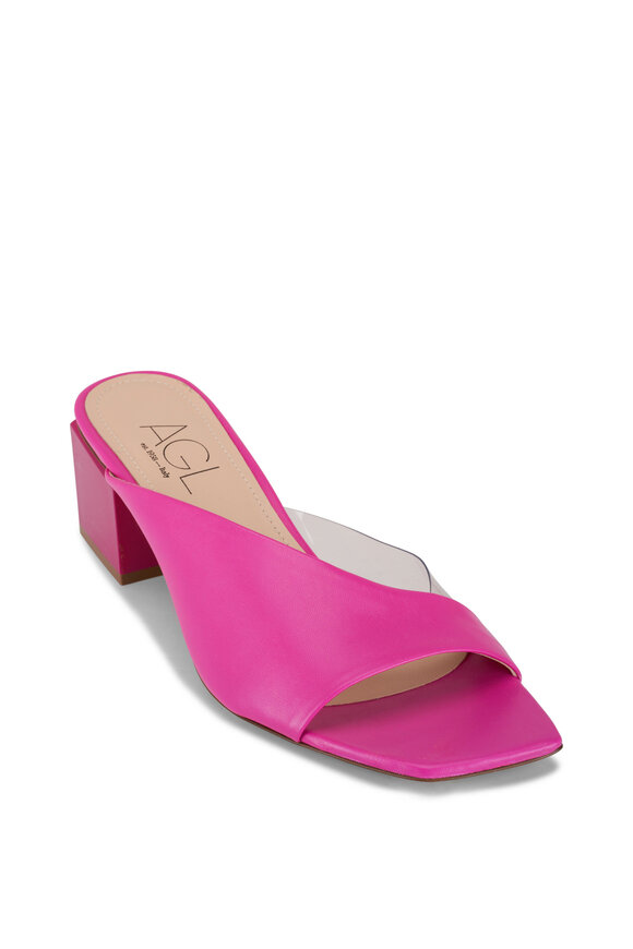 AGL - Angie Pink Cube Heel Sandal, 65mm