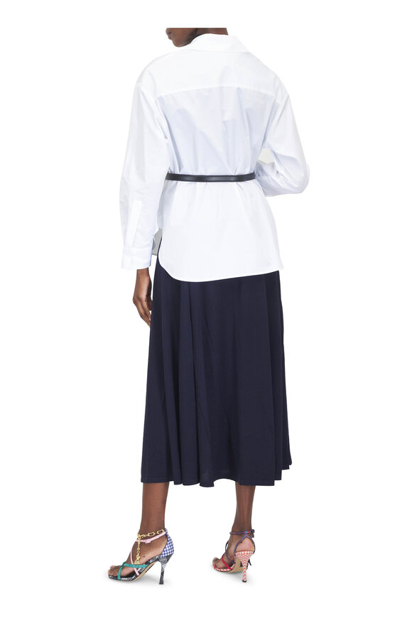 TWP Navy Seamed Midi Skirt - view 4