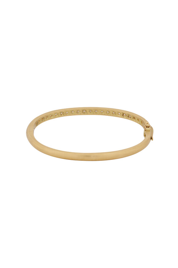 Caroline Ellen 18k Yellow Gold Single Row Diamond Hinge Bracelet - view 2