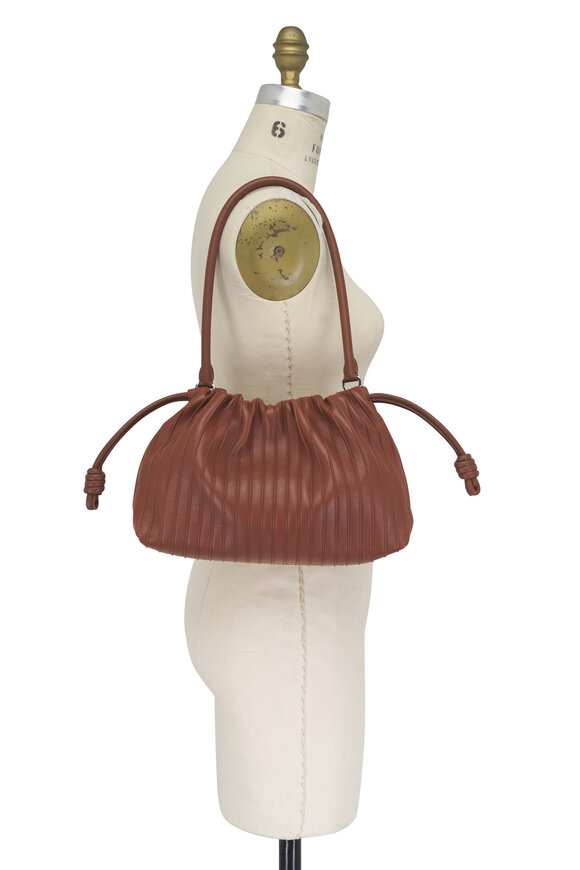 Loewe Medium Flamenco Pecan Pleated Leather Clutch - view 6