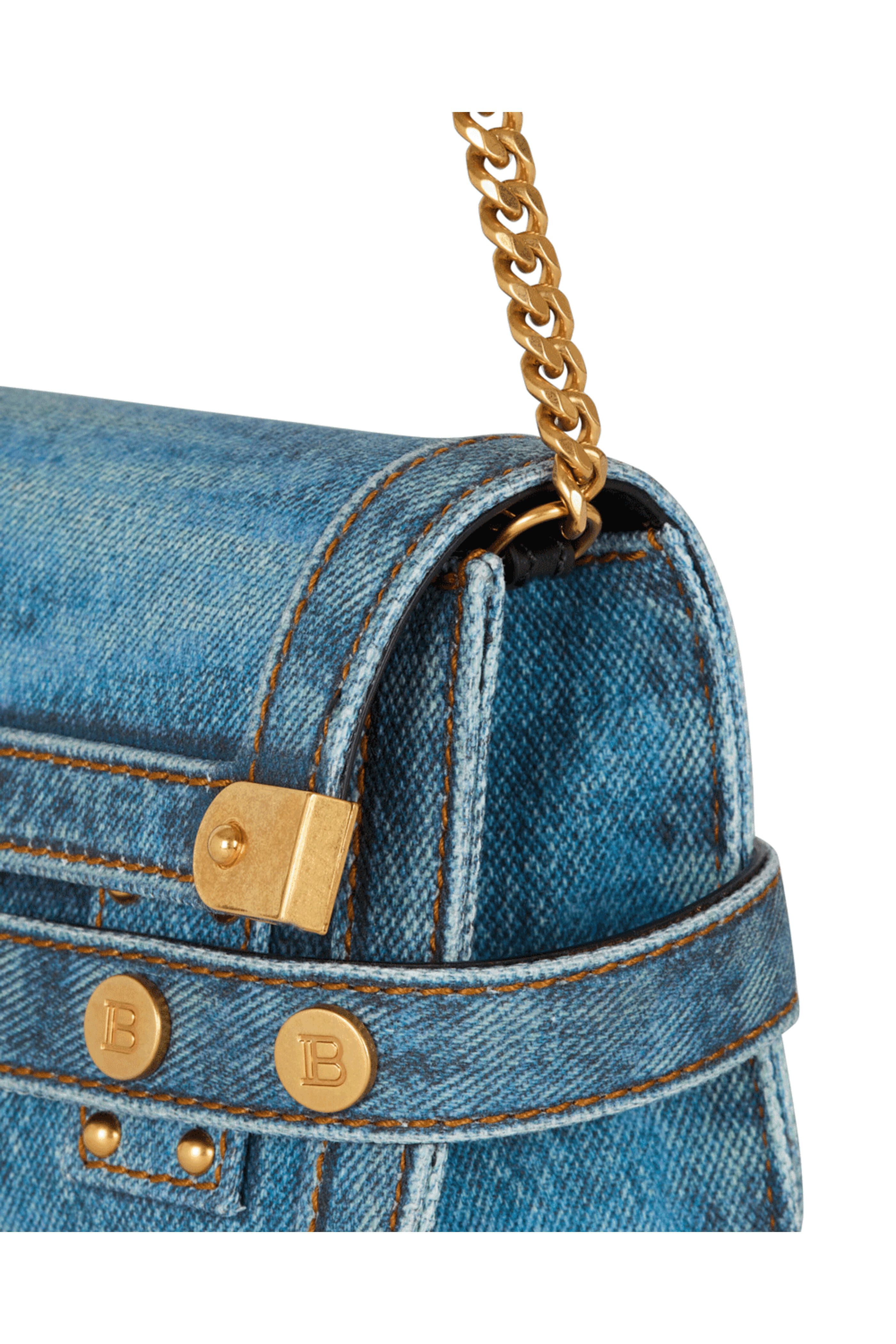 ショルダーバッグ・ポシェット Balmain B-Buzz Denim Shoulder Bag Balmain - Small B-Buzz Pouch 23 Denim Clutch in Blue Jean
