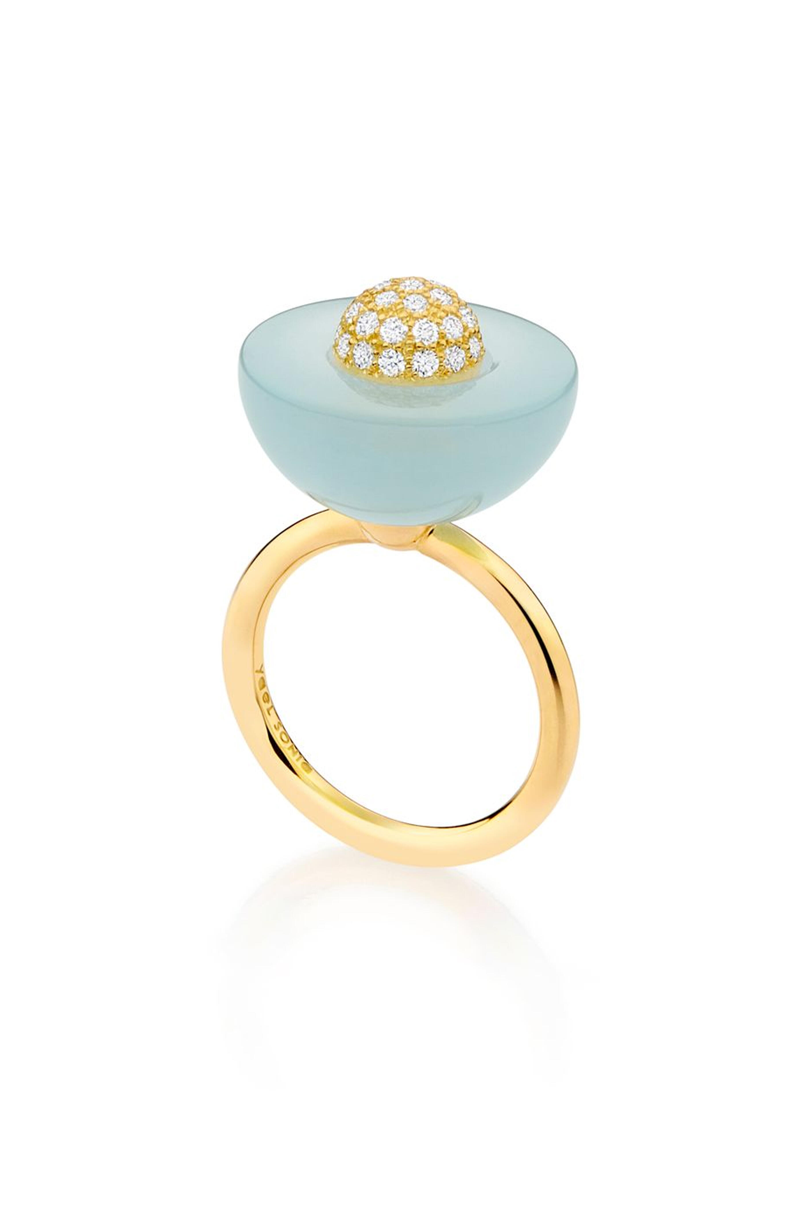 Yael Sonia - Large Brilliant Aquamarine Radiant Ring