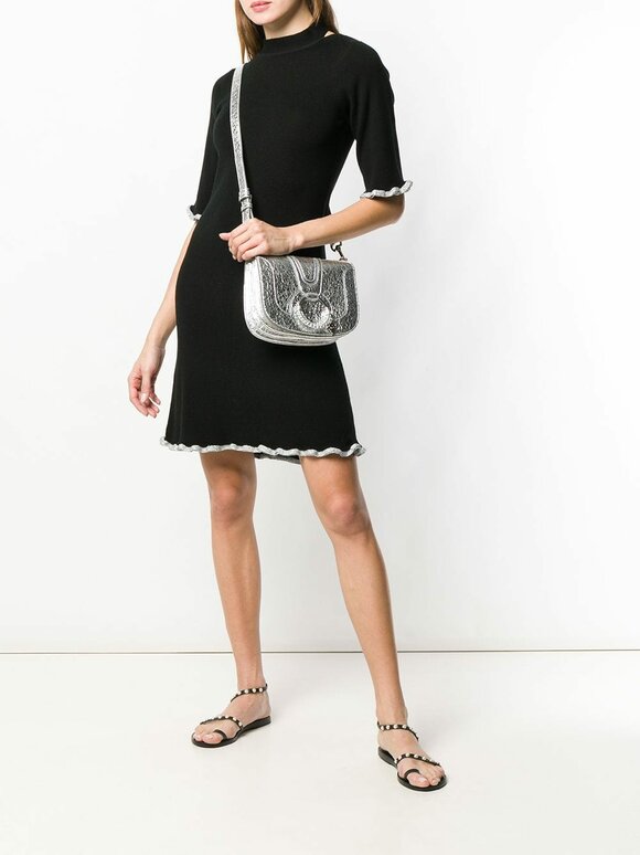 See by Chloé - Black Wool Metallic Trim Knit Dress